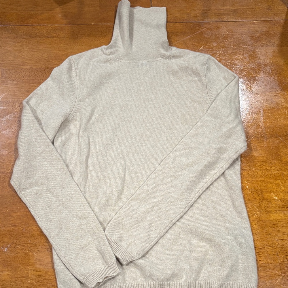 Light brown cashmere turtleneck sweater